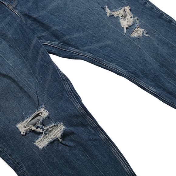 Abercrombie & Fitch High Rise Distressed Mom Jeans Medium Wash Raw Hem Size 24S - Picture 3 of 10